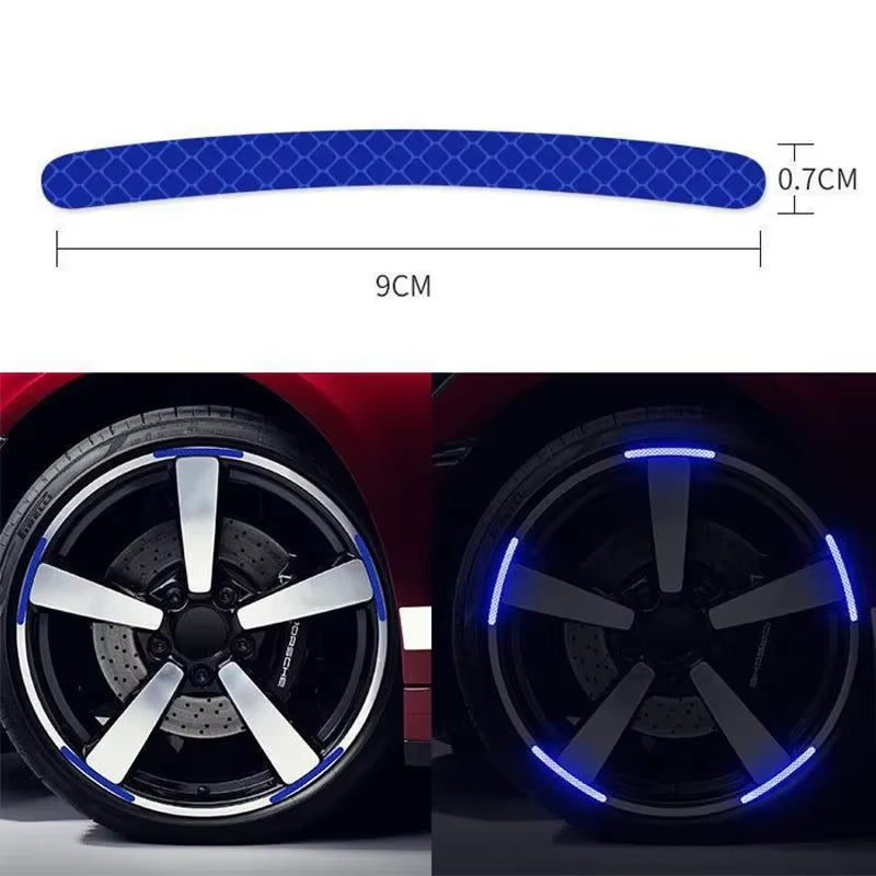 20-Piece Reflective Wheel Rim Stickers – Luminous Safety Strips for Car, Bike, & Motorcycle