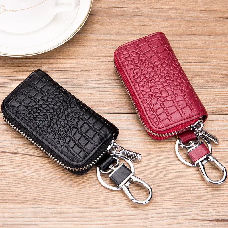 Premium Leather Mini Key Holder & Organizer – Unisex Keychain Pouch for Car Keys and Wallet