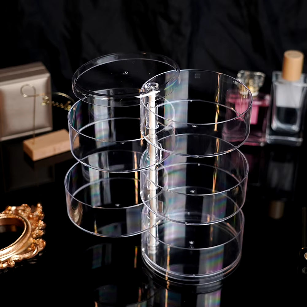 Rotating Jewelry & Makeup Organizer – 360° Storage Box for Bracelets, Earrings, and Accessories with Protective Cover