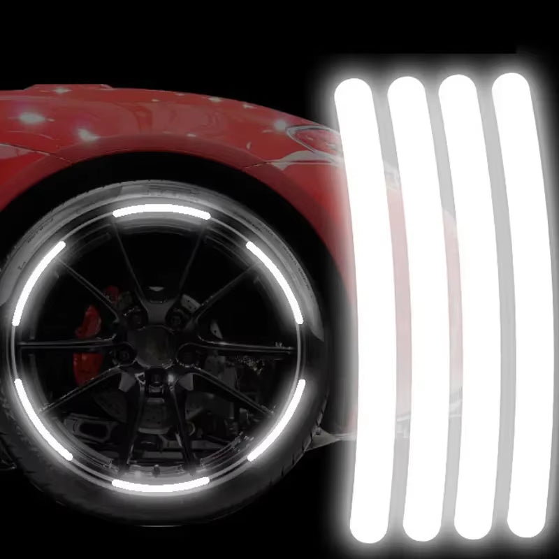 20-Piece Reflective Wheel Rim Stickers – Luminous Safety Strips for Car, Bike, & Motorcycle