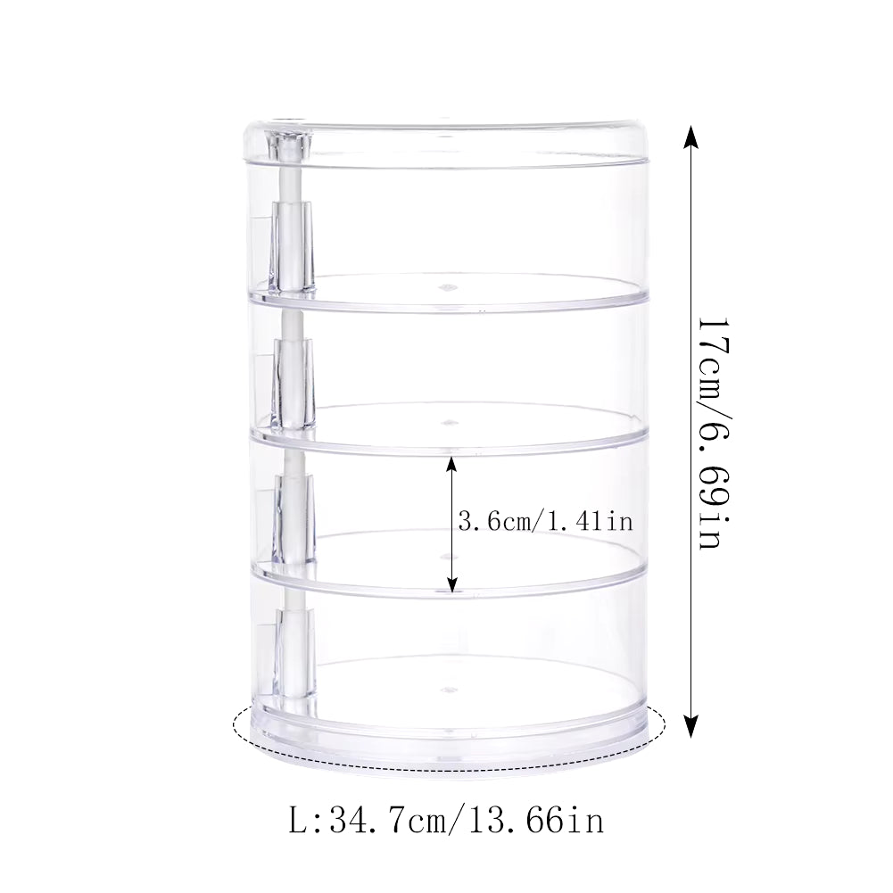 Rotating Jewelry & Makeup Organizer – 360° Storage Box for Bracelets, Earrings, and Accessories with Protective Cover