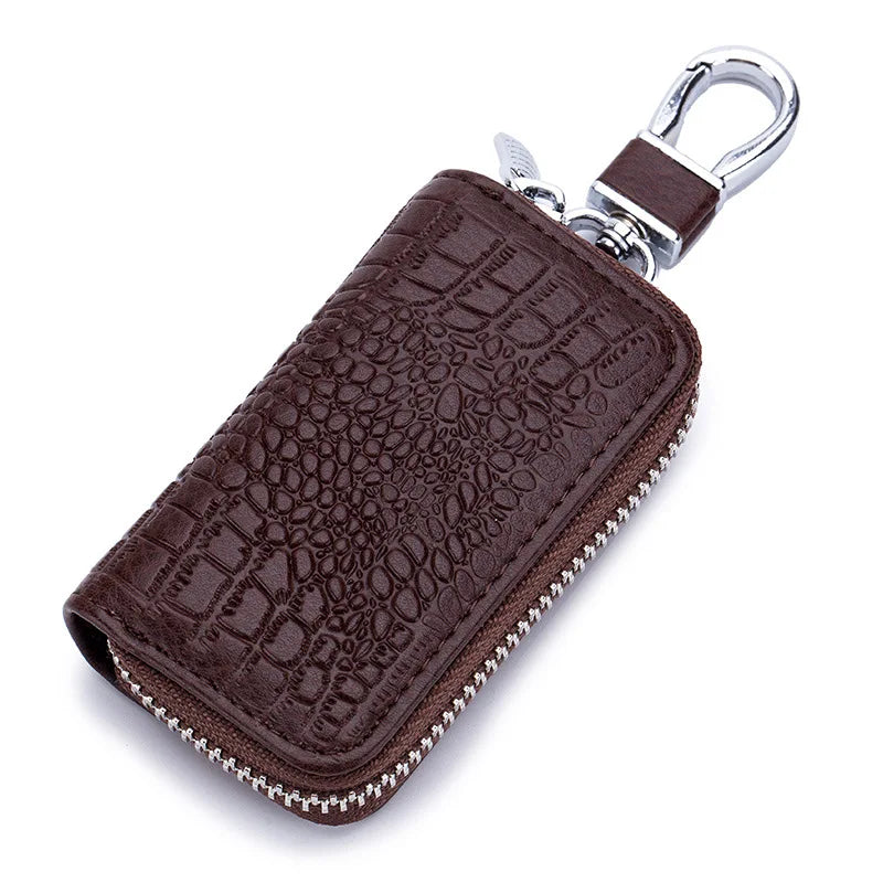 Premium Leather Mini Key Holder & Organizer – Unisex Keychain Pouch for Car Keys and Wallet