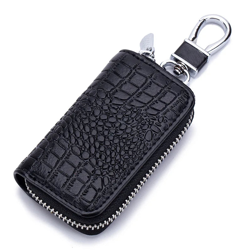 Premium Leather Mini Key Holder & Organizer – Unisex Keychain Pouch for Car Keys and Wallet