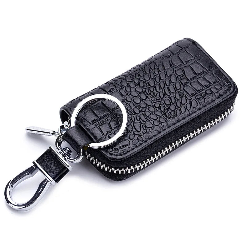 Premium Leather Mini Key Holder & Organizer – Unisex Keychain Pouch for Car Keys and Wallet