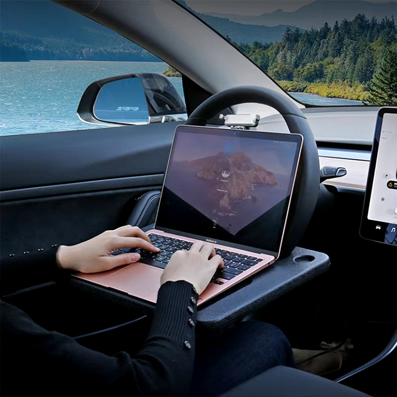 Portable Car Desk & Tray – Steering Wheel Laptop Stand & Dining Table for Work and Meals on the Go
