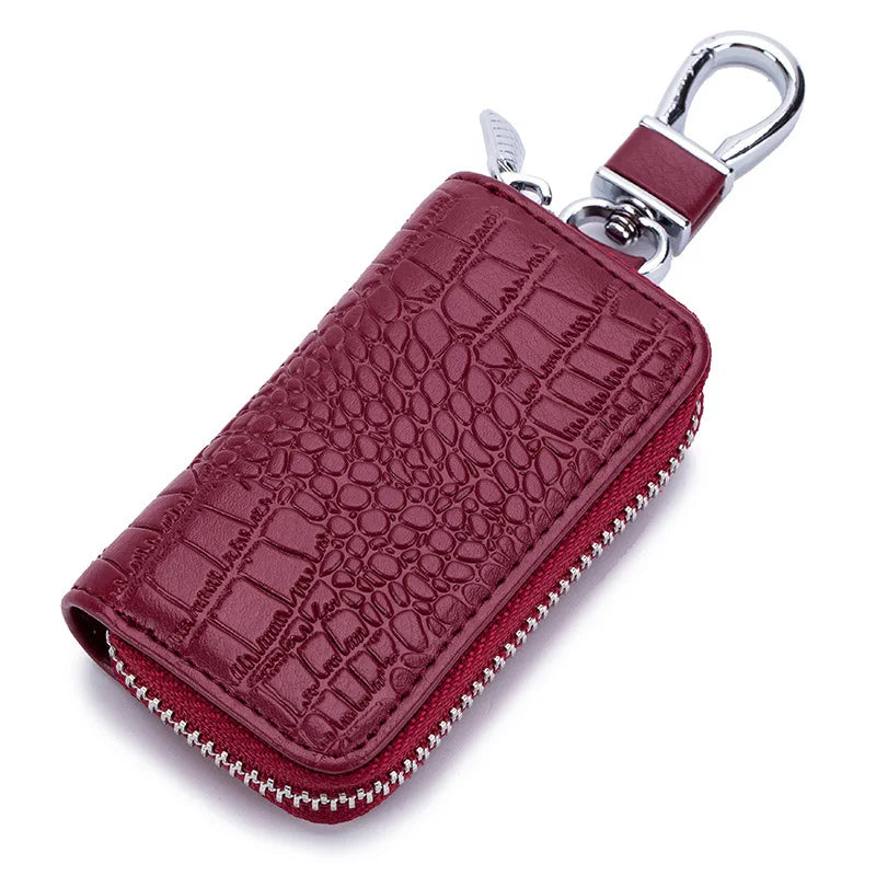 Premium Leather Mini Key Holder & Organizer – Unisex Keychain Pouch for Car Keys and Wallet