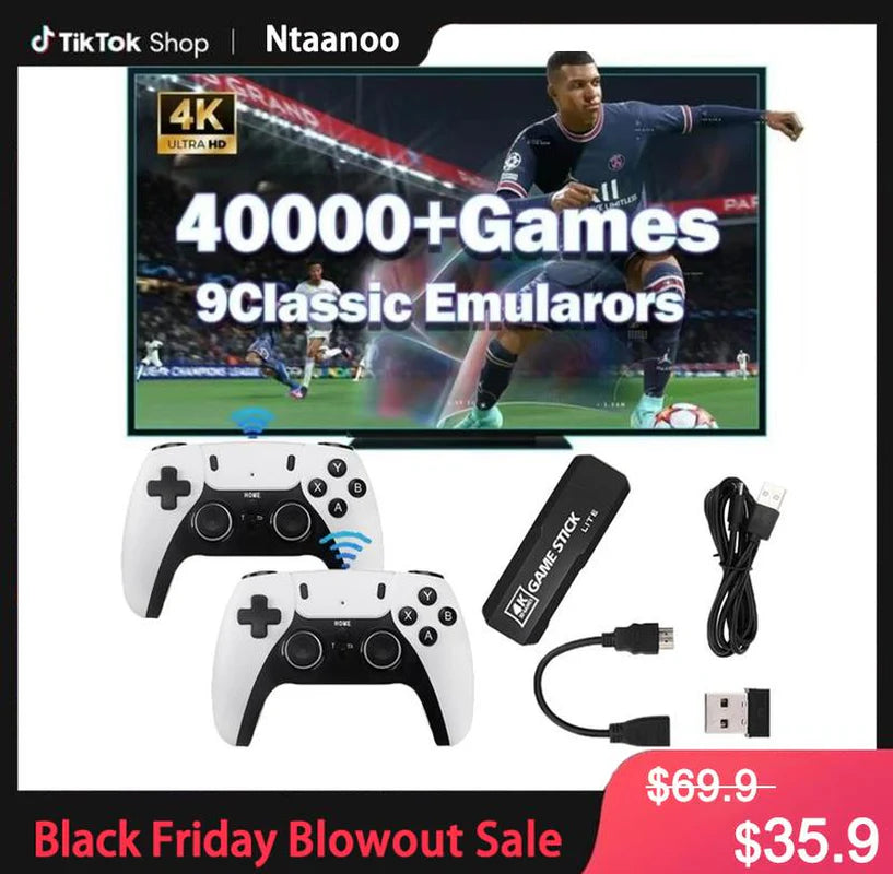 Wireless Game Console – 2.4G Dual Controller, 4K Graphics, 42,000+ Retro Games