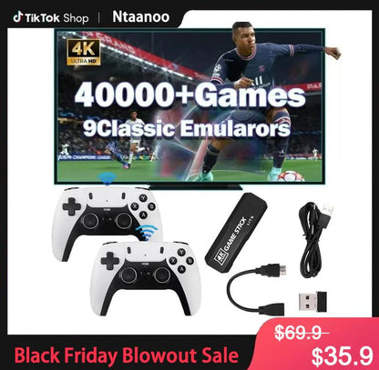 Wireless Game Console – 2.4G Dual Controller, 4K Graphics, 42,000+ Retro Games